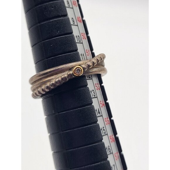 Pandora ALE Rising Star Sterling Silver 925 Diamond 14K Crossover Ring Sz 6.25 - Picture 10 of 10